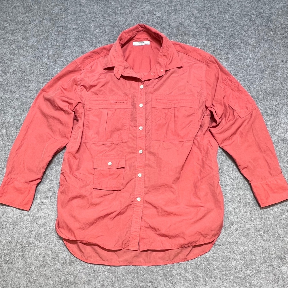 Banana Republic BR Sport Mens Small Coral Nylon Utility Hiking Shirt Long Sleeve